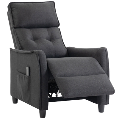 HOMCOM Fauteuil Massant Inclinable Tissu Gris Télécommande
