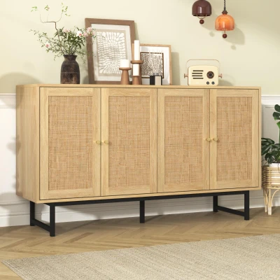Buffet avec tressage en rotin, Couleur naturelle