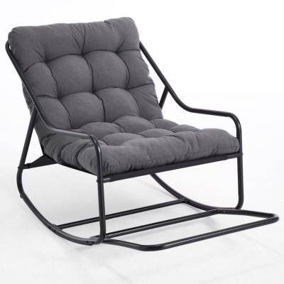 Fauteuil à bascule d'extérieur avec coussin de confort, Gris
