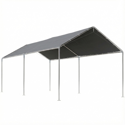 Outsunny Carpa Garaje para Coche 3x6 m Cochera Portátil Impermeable con Toldo de Tela PE y Marco de Acero Galvanizado Gris