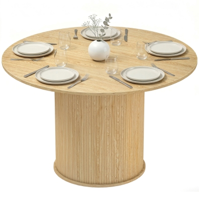 HOMCOM Table Ronde Ø120cm Bois Naturel Salle à Manger 5 Places