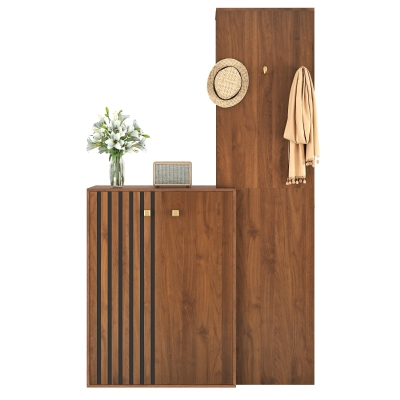 Garde-robe compacte avec meuble à chaussures, Couleur naturelle
