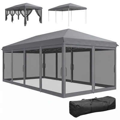 Outsunny Barnum 6x3m Gris Moustiquaires+Sac