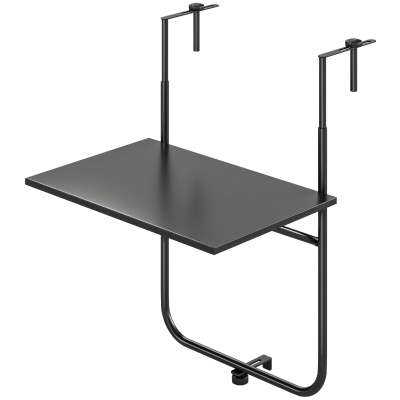 Outsunny Balkontafel, voor leuningen met een dikte van 6-15 cm, verstelbaar, inklapbaar, roestvrij metaal, 62x60x85,5 cm, Zwart