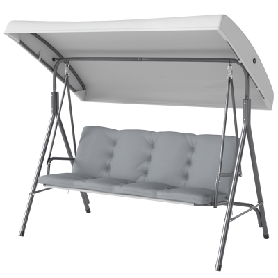 Outsunny Balancelle 3 Places Acier Gris Clair Toit Réglable
