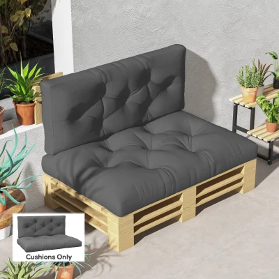 Outsunny Sitzkussen Stoelkussen Zitkussen, met knoopstiksels, 120 x 80 x 12 cm, Grijs