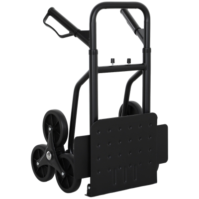 DURHAND Diable d'Escalier Pliable 120kg Acier 6 Roues Noir