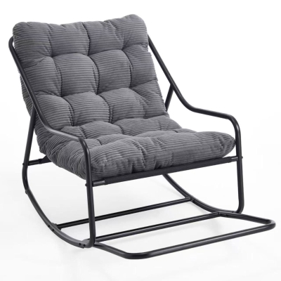 Fauteuil à bascule d'extérieur avec coussin de confort, Gris