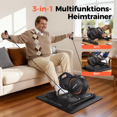Pedaltrainer, LCD-Display, platzsparend, Metallgestell, 50x45x33 cm, Schwarz