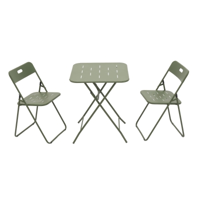 Ensemble bistrot pliable 3‑pièces en acier, Vert