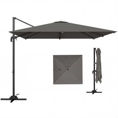 Outsunny Ombrellone a Sbalzo Inclinabile 3x3m Grigio Scuro