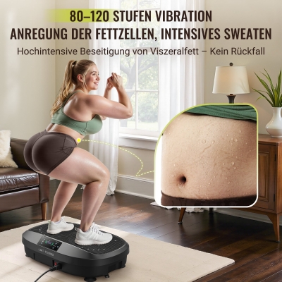 FLYBIRD Vibrationsplatte, 120 leistungsstarke einstellbare Geschwindigkeiten, 150 kg Tragkraft, Ganzkörper-Training mit Fernbedienung für Frauen Muskelaufbau & Lymphdrainage