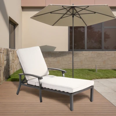 Chaise-lounge-patio avec dossier réglable, Beige