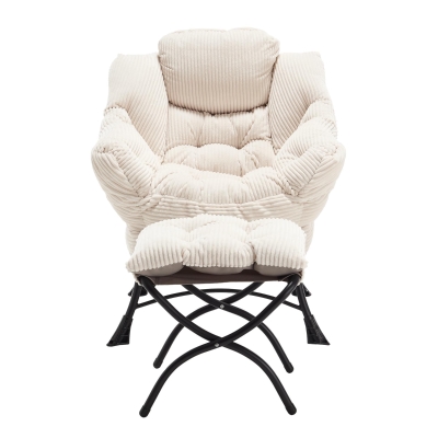 Fauteuil lounge avec pouf, Blanc
