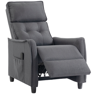 HOMCOM Fauteuil Relax Massage Inclinable Aspect Lin Gris