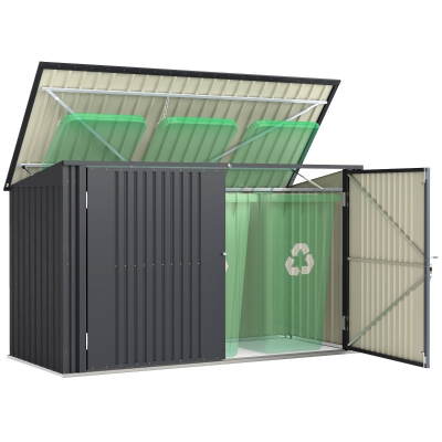 Outsunny Copribidoni per 3 Cassonetti da 240L con 2 Porte Grigio