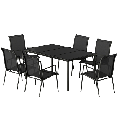 Outsunny Ensemble Repas Jardin 7pcs Table Rectangulaire + 6 Chaises