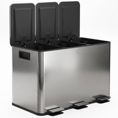 HOMCOM Poubelle Tri 3 Compartiments 20L Acier Inoxydable