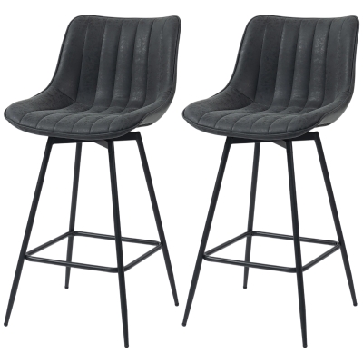 HOMCOM Tabourets Bar 68cm Pivotants Dossier Noir Lot de 2