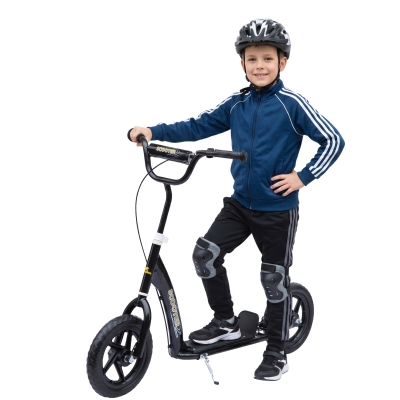 HOMCOM Trottinette Pneus 30cm Guidon Réglable Noir