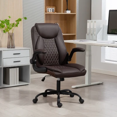 HOMCOM Executive Office Chair PU Leather Brown