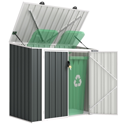 Outsunny 5ft Steel 2-Bin Storage Shed w/ Locking Doors