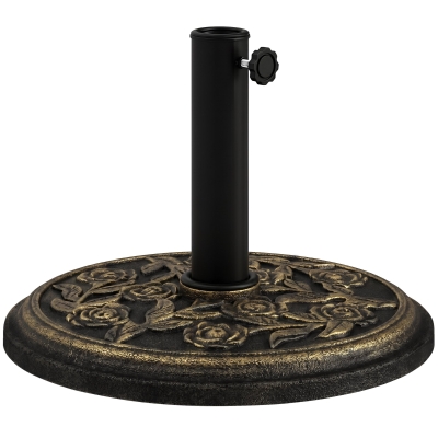 Outsunny Pied de Parasol Rond 9kg Résine Motif Roses Bronze