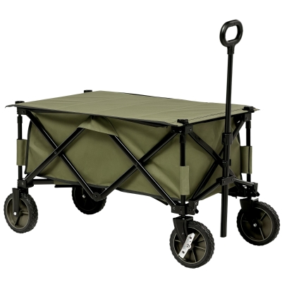 Outsunny Chariot Jardin Pliable 4 Roues + 5 Sacs Rangement