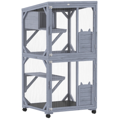 PawHut Movable Outdoor Catio Rest Box Platforms Asphalt Roof