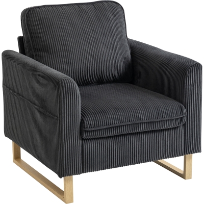 HOMCOM Modern Accent Chair Metal Legs Dark Grey