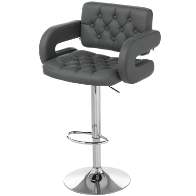 HOMCOM Tabouret Bar Pivotant Réglable Similicuir Gris Extra-Large