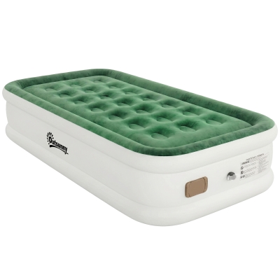 Outsunny Single Inflatable Mattress Built-in Pump Dark Green