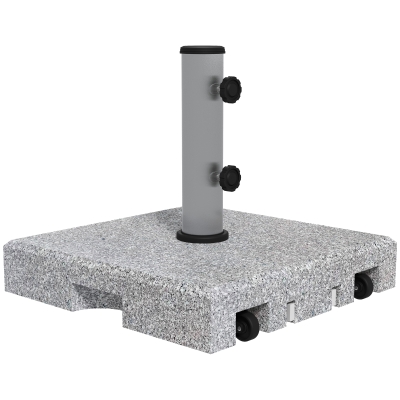 Outsunny Granieten parasolvoet, 28 kg, wielen, voor parasolpalen van 32/38/48 mm, Grijs