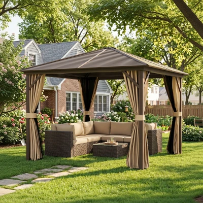 Gazebo 298cm x 298cm x 260cm Brown