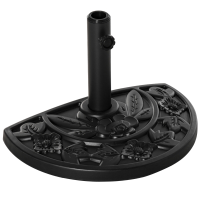 Outsunny Halfronde Parasolvoet, 9 kg, Bloemendesign, HDPE/Cement, voor Parasolstokken Ø35/38/48 mm