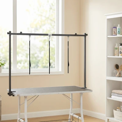 PawHut Dog Grooming Table Arm Adjustable with 3 Nooses Black