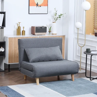 HOMCOM Eenpersoonsbedbank slaapbank opklapbare bank verstelbare rugleuning Scandinavisch nordic