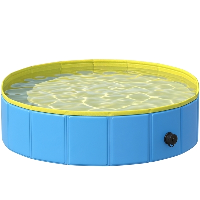 PawHut Foldable Dog Paddling Pool Bath Tub 80x20cm Blue