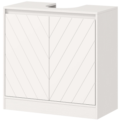 HOMCOM Meuble Sous-Lavabo 60x30x59,8cm Blanc 2 Portes Ajustables