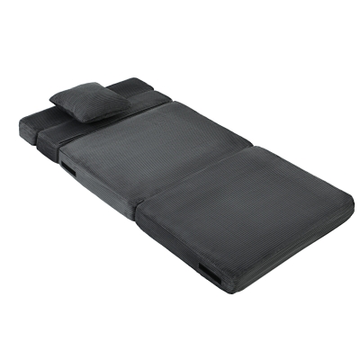 HOMCOM Fauteuil Sol 2-en-1 Canapé Pliable Velours Gris Foncé