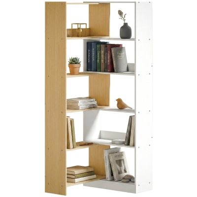 HOMCOM Bibliothèque Angle Rotative 5 Niveaux Chêne 60-111x164cm