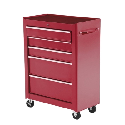 HOMCOM Chariot Atelier Acier 5 Tiroirs Verrouillable Rouge 61,5cm