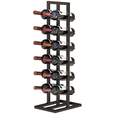 HOMCOM Porte-Bouteilles Métal 12 Bouteilles Sur Pied Noir