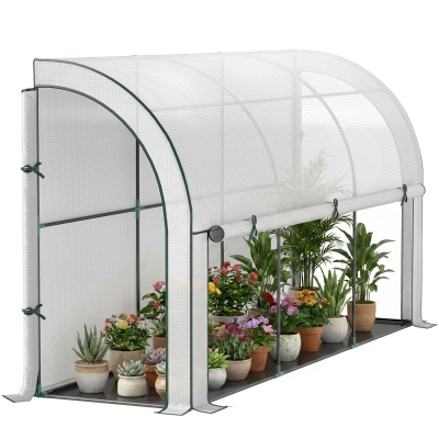 Outsunny Kweekkas Muurgemonteerd Plantenhuis 300cm Wit