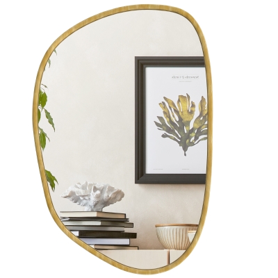 HOMCOM Miroir Mural Asymétrique 90x60cm Verre Trempé Naturel