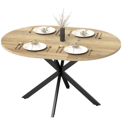 HOMCOM Table Extensible Ovale 4-6 Pers. 100-135cm Bois Naturel
