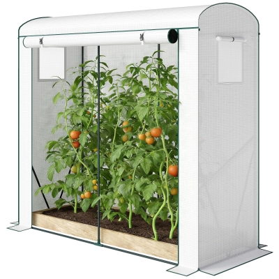 Outsunny Serre Acier Blanche 200x75x188cm Porte Fenêtre Filet