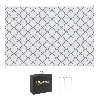 Outsunny Outdoor Tapijt Robuust Weerbestendig Tapijt met Netpatroon 182 x 274 cm Grijs