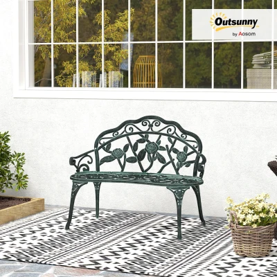 Outsunny Cast Aluminium Garden Bench - Vintage Green