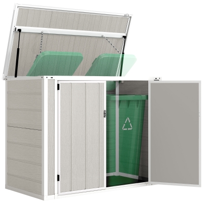 Bin Storage Shed 143W x 75.5D x 110/108.5Hcm Light Grey